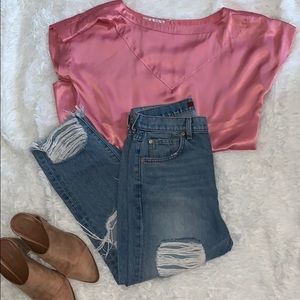 7 for all mankind cropped ripped jeans!